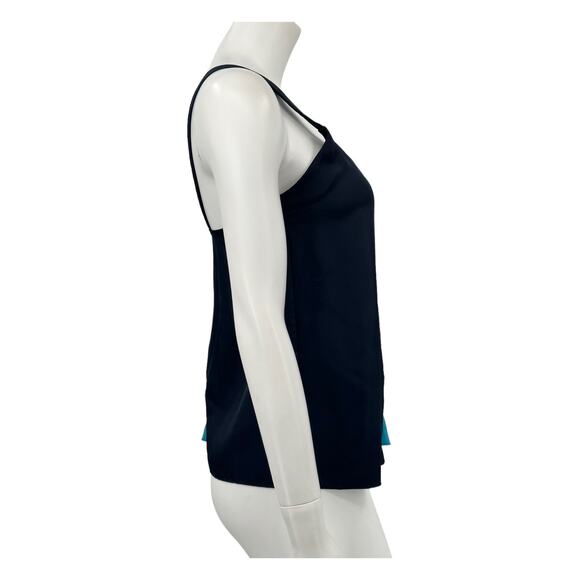 Tibi Top Women 0 Color Block Cami Tank Navy V-Neck Asymmetrical Silk Designer - Picture 3 of 9